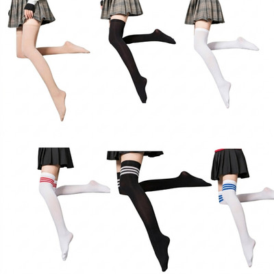 Thigh High Socks Over The Knee Stockings Women Girls Long Tube Striped Socks