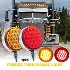 4 Round Double Face 48 Led Pedestal Brake Fender Turn Signal Light 2x Amberred