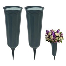 2 PCS Cemetery Vase With Stake Foam Inserts Memorial Grave Flower Holder