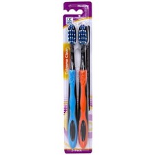 Medium Bristle Toothbrushes 2 Pack with Ergonomic Comfort Grip Compact Head