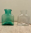 Pair 2 Blenko Open Water Bottle Vase Seafoam Clear 8” Hand Blown Art Glass USA