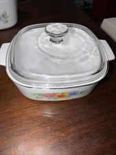 Vintage Corning Ware Summer Blush Pansy Casse...