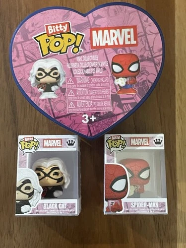 Lot of 2 Funko Bitty Pop Spider-Man Valentine’s Black Cat + Spiderman