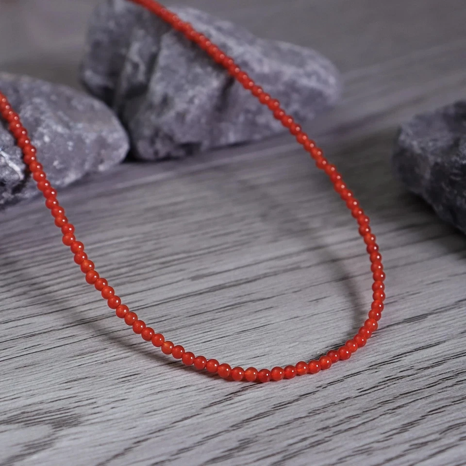 Gargantilla Cornalina 3 mm Pequeña Cuentas Curación Delicada Mujeres Boho Cristal Collar Regalo Foto 2 de 4