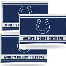 3 Pack NFL Indianapolis Colts Flags 3x5 FT Outdoor Indoor Rico