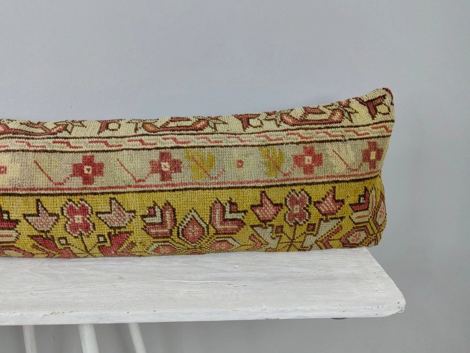 12x48 Turkish Kilim Pillow Cover - Long Lumbar Throw - Vintage Boho Cushion - Image 2 of 4
