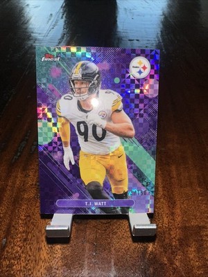 2025 Topps Finest T.J. Watt Refractor Purple X-Fractor #54/150 Steelers