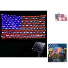 Solar American Flag Lights 420 LED Outdoor 6.5x3.28ft July 4th Memorial Decor