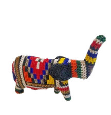 Handmade Beadworx Elephant Wire Figurine Trunk Up Beaded Good Luck Bohemian Art