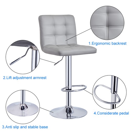 Faux Leather Barstool Chrome Base Stool Counter Height Stool Breakfast Bar Chair - Picture 109 of 172