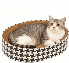 2-In-1 Oval Cat Scratcher Bed Cardboard Bed Lounge Durable Cat Scratch Pad Kitty