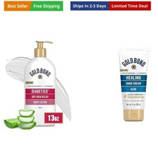 Diabetics' Dry Skin Relief Body Lotion, 13 oz & Healing Hand Cream, 3 oz With...
