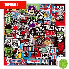 100 Rock and Roll Band Stickers Punk Graffiti Decals Laptop Guitar Helmet