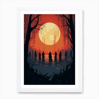 Hexen im Wald Kunstdruck gerahmt Wandbild Poster Leinwanddruck Bild
