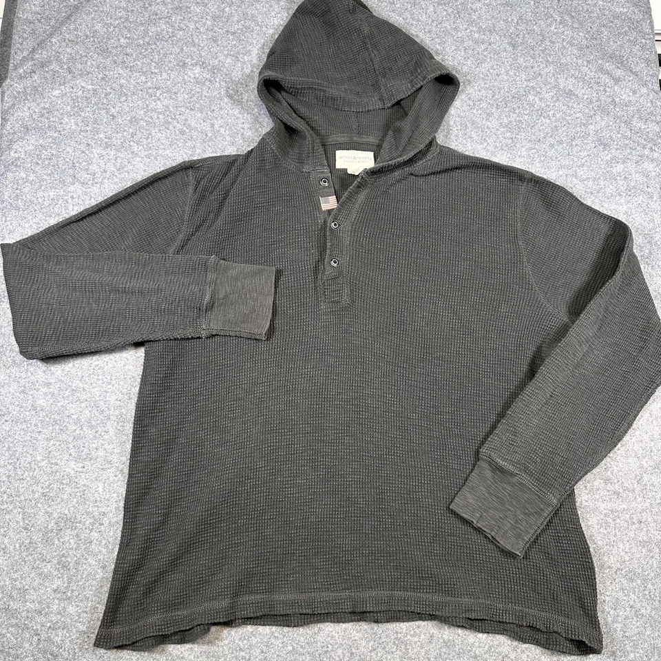 Ralph Lauren Denim & Supply Sudadera con Capucha Para Hombre Extra Grande Gris Térmico Waffle Henley Foto 2 de 4