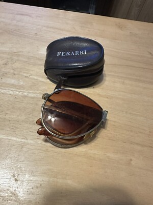 Vintage Ferrari Foldable Aviator Sunglasses Gold Tone Brown