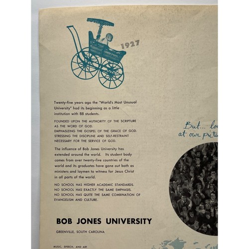Bob Jones University Vintage Print Ad 50s Christian College Greenville SC Baby - Picture 5 of 6