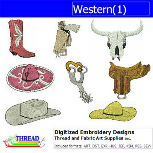 Embroidery Design Set - Western(1) - 8 Designs - 9 Formats - USB Stick - Picture 1 of 10