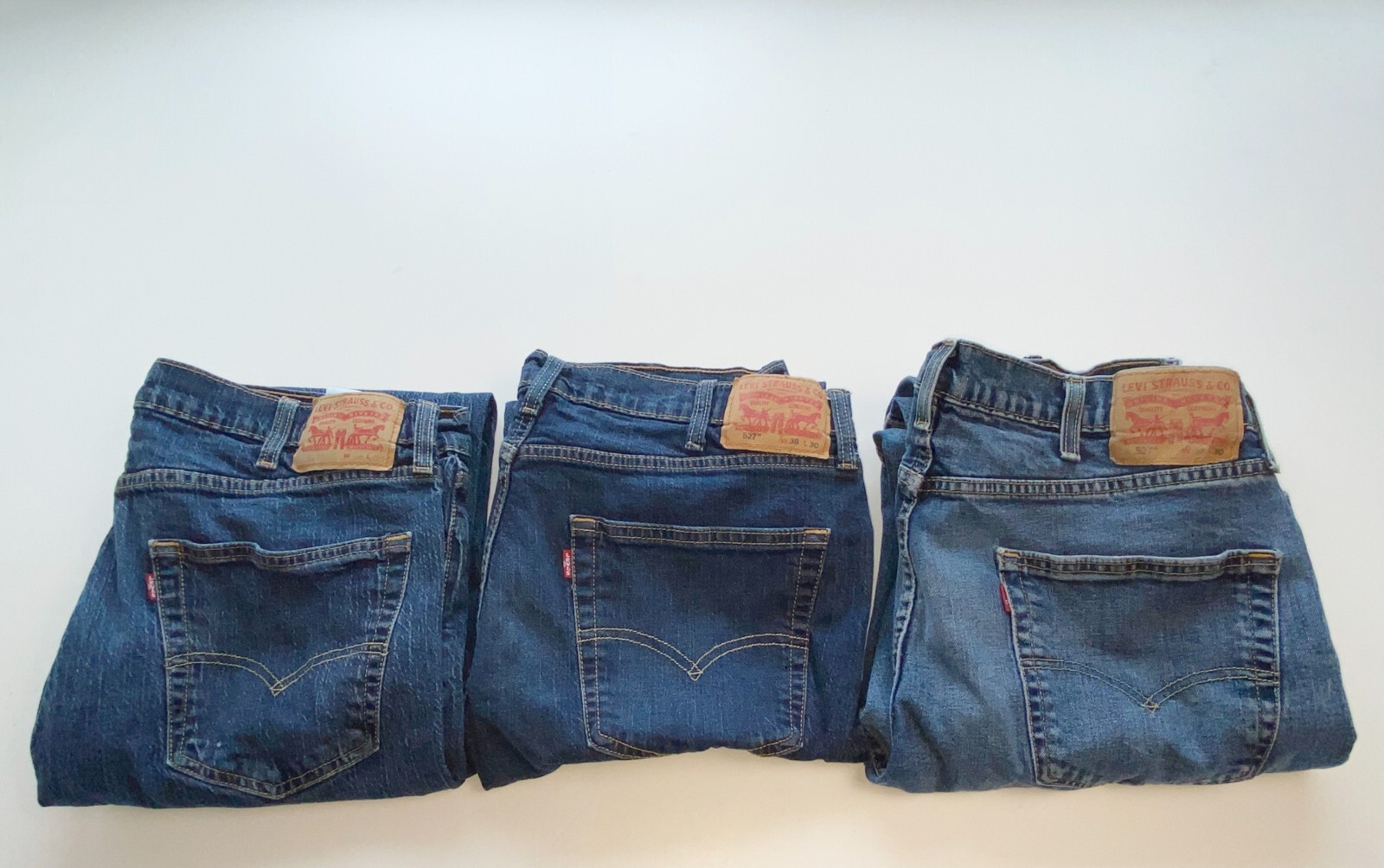 Lot of 3 Levi's 527 Jeans Men's 38x30 (36x28) Slim Fit Boot Cut Stretch Denim