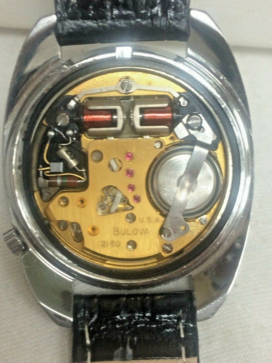 BULOVA ACCUTRON TUNING FORK BLACK & RED WINE DIAL CAL 2180 | eBay
