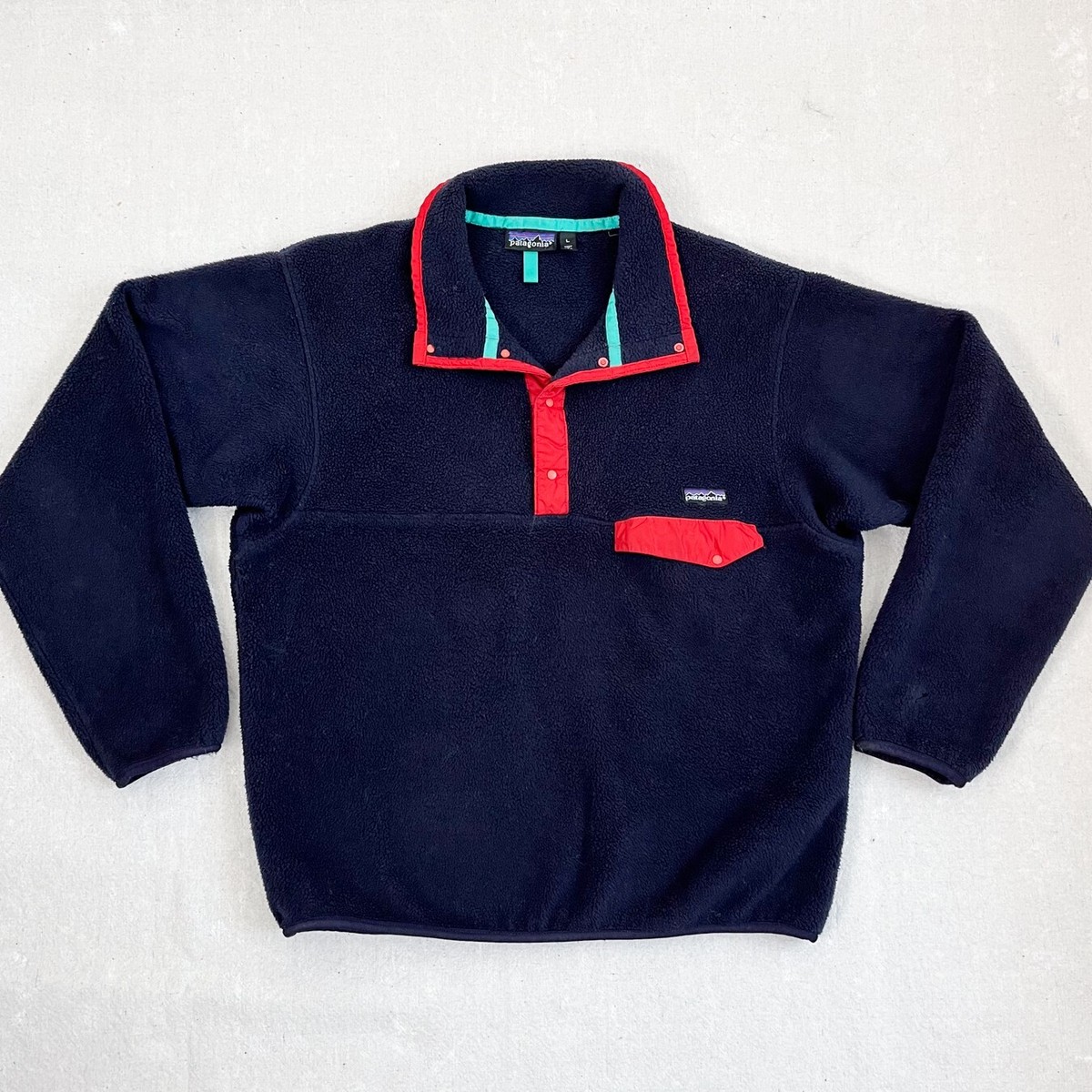 Vintage 90s Patagonia Navy Blue Red Fleece Pullover Vintage 90s Patagonia Navy Blue Red Fleece Pullover