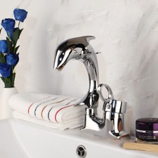 Dolphin Shaped Chrome Faucet with Handle Bathroom Basin Lavatory Sink Mixer Taps