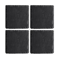 Schieferplatten 4Er Set Tischsets Untersetzer Schiefer Anthrazit 10X10 Cm
