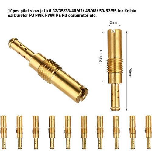 10Pcs Carburetor Main JETS kit & 10Pcs Slow Pilot Jet for PWK Keihin OKO CVK PWM - Picture 12 of 24