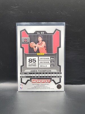 2023-24 Panini Prizm Monopoly - Base Prizm #33 Amen Thompson (RC