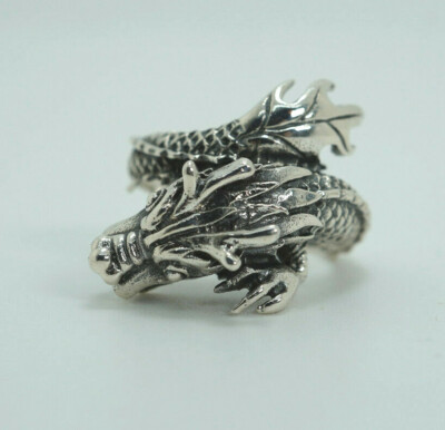 Neu Sterling Silber Drachen Bypass Ring Größe 8