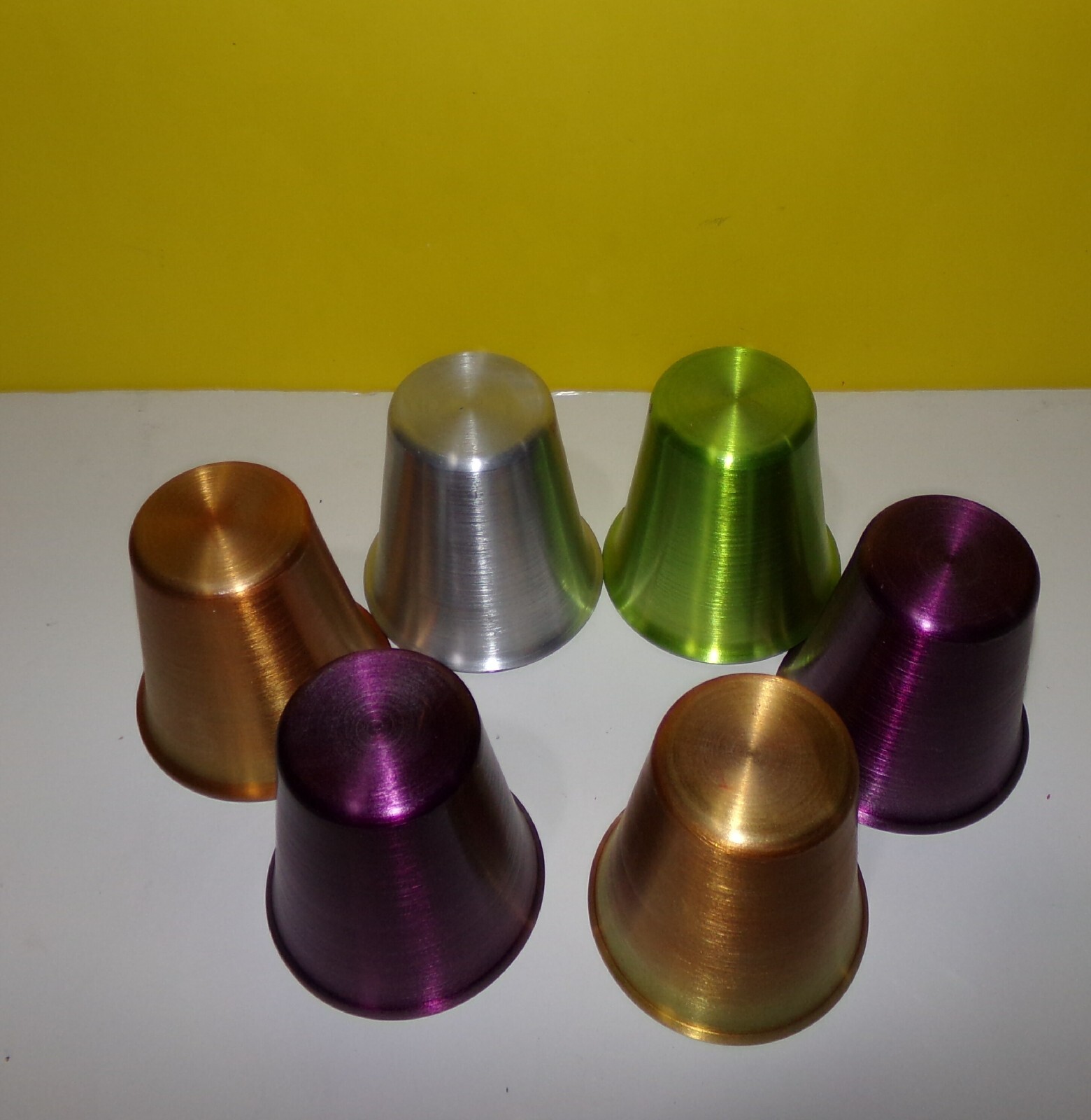 SET OF 6 ALUMINUM DRINKING GLASSES SMALL TUMBLER CUPS 3 1/4" UNMARKED