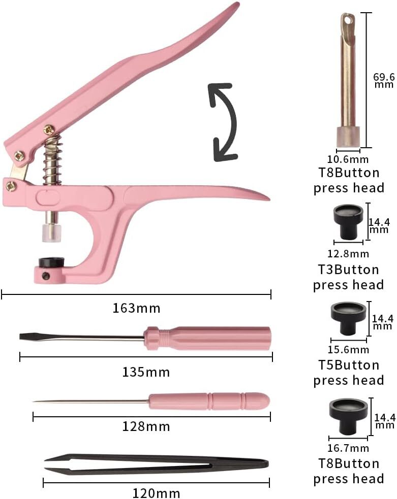 Polygon Snap Kit with Snap Pliers, 473Pcs T5 Snap Kit for DIY and Sewing/Making/