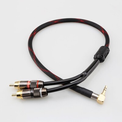 Hifi Audio Cable Stereo 3.5mm Right Angle to 2 RCA for MP3/4 CD DVD IPOD PC