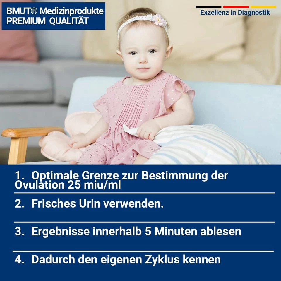 100 Ovulationstest Streifen – LH-Test 25miu/ml Teststreifen für Urin Eisprung - Bild 3 von 4