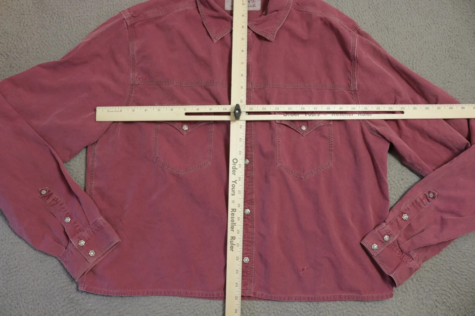 Camisa Polo Ryan Michael Abotonada Perla A Presión Para Hombre Extra Grande Longitud Corta Roja Foto 4 de 4