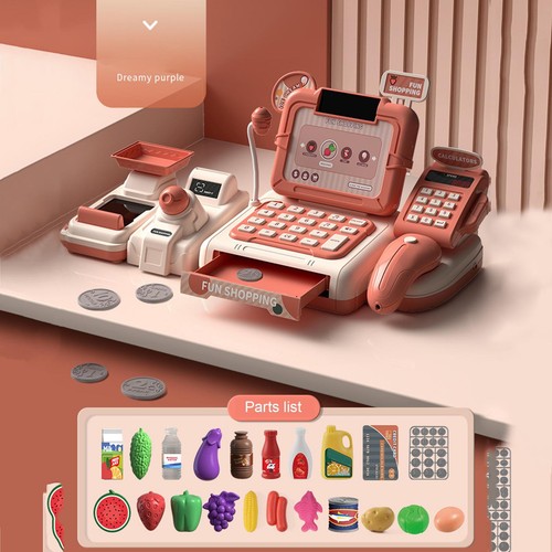 Toy Cash Register for Kids with Checkout Scanner Fruit Card Reader for Kids