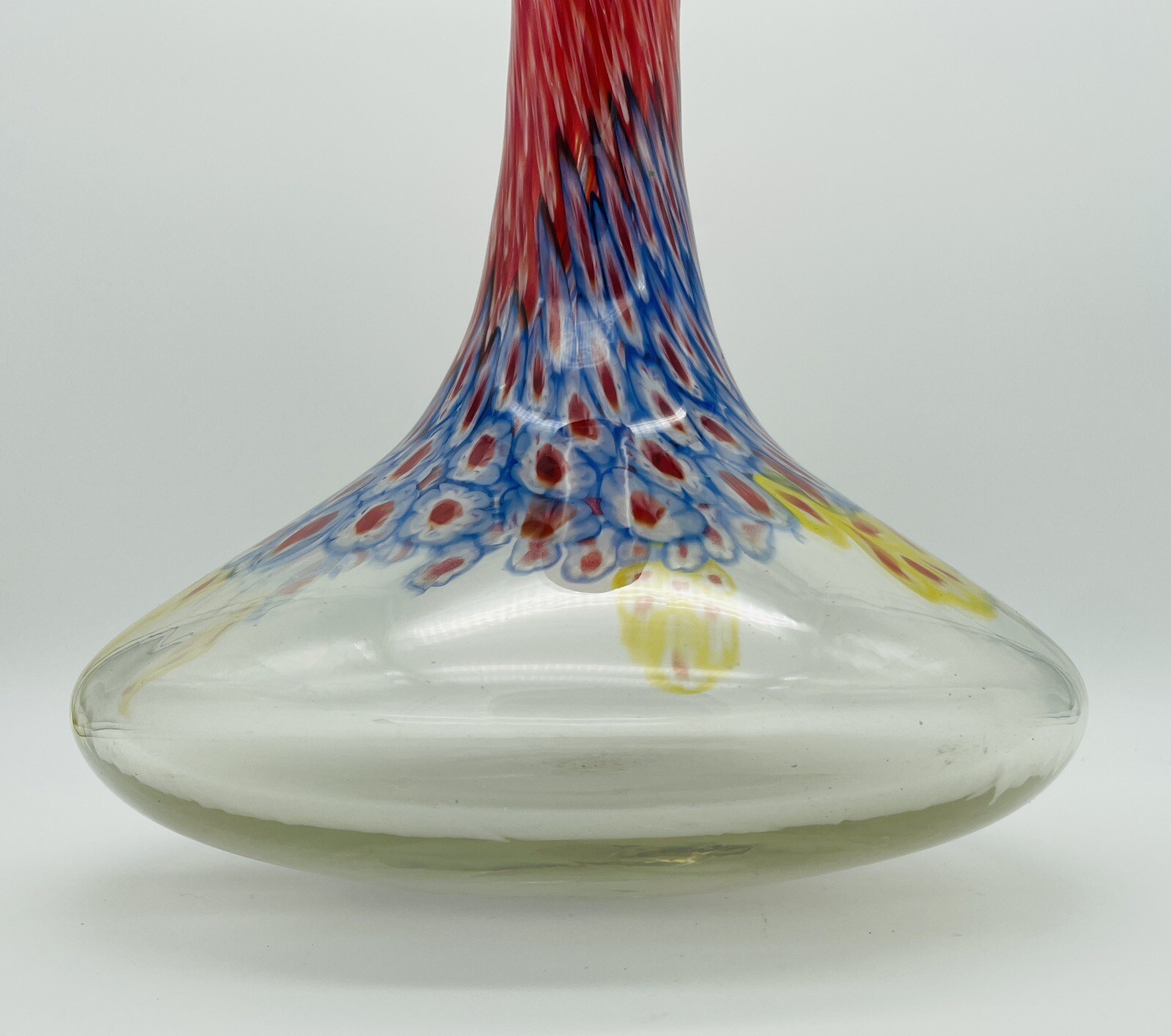 Vtg Dynasty Gallery Vase Peacock Feather Design Hand Blown Unique Style M2