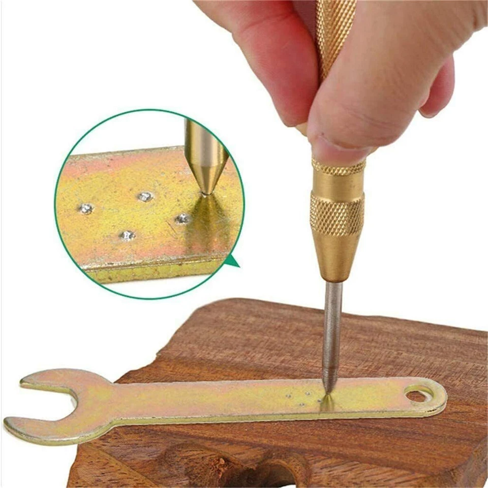 4X Herramienta CENTER PUNCH Automático Ajustable Cargado por Resorte Taladro de Metal Súper Fuerte Foto 4 de 4