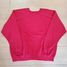 Vintage Tultex Women Blank Sweatshirt XL Pink USA Made Pullover Crew Neck 90s