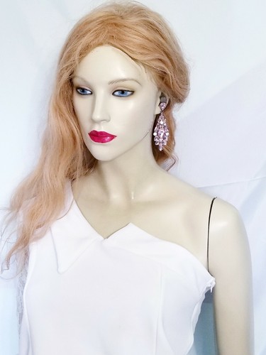 Rhinestone Chandelier Drop Earrings Steampunk Prom Pageant Jewelry 3.2 in Pink - Picture 4 of 12