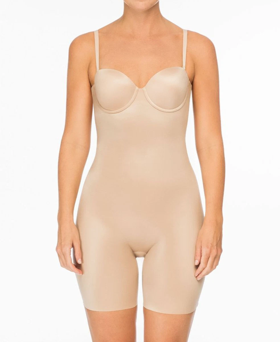 SPANX Suit Your Fancy Strapless Cupped Mid-Thigh Bodysuit