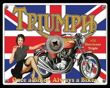TRIUMPH HURRICANE TRIPLE BRITISH MOTORCYCLE MOTORBIKE METAL SIGN TIN PLAQUE 169