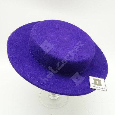 purple boater hat