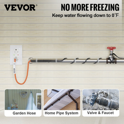 Self-Regulating Pipe Heating Cable - 6ft 5W/ft Heat Tape for Freeze Protection, 
