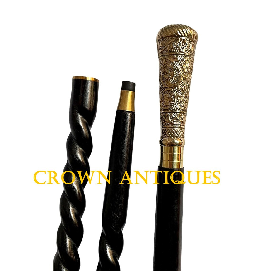 Solid Carved Derby Designer Handle Victorian Spri… - image 3