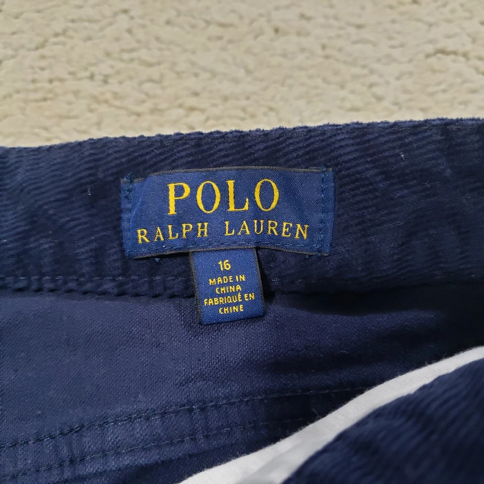 Pantalones Polo Ralph Lauren 16 Azul Oscuro Pana Tiro Bajo Micro Cordón Elástico Foto 4 de 4