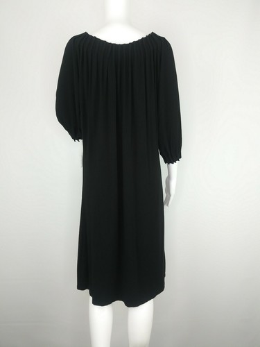 Lynn Ritchie dress medium black stretch knee length shift pleated 3/4 sleeve - Picture 6 of 10