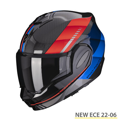 Scorpion Exo Tech EVO Carbon Genus Flip-Up Motorcycle Helmet Blue Red