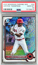 2022 Bowman Chrome Justice Thompson #59 (ROOKIE) PSA 10 GEM MINT (RARE: Pop 9)