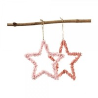 2 Deko-Sterne Sterne Stoff/Fell 19 Cm 2 Farben Zum HäNgen Weihnachten